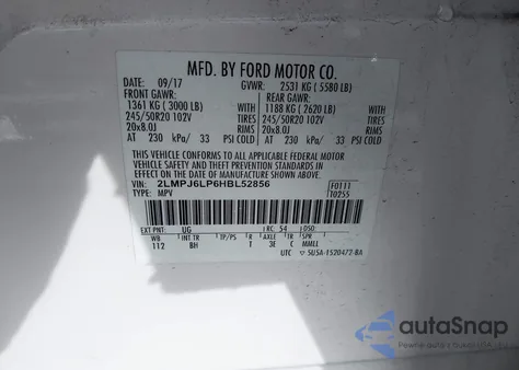 2017 Lincoln Mkx Reserve z USA, uszkodzony, nr VIN 2LMPJ6LP6HBL52856